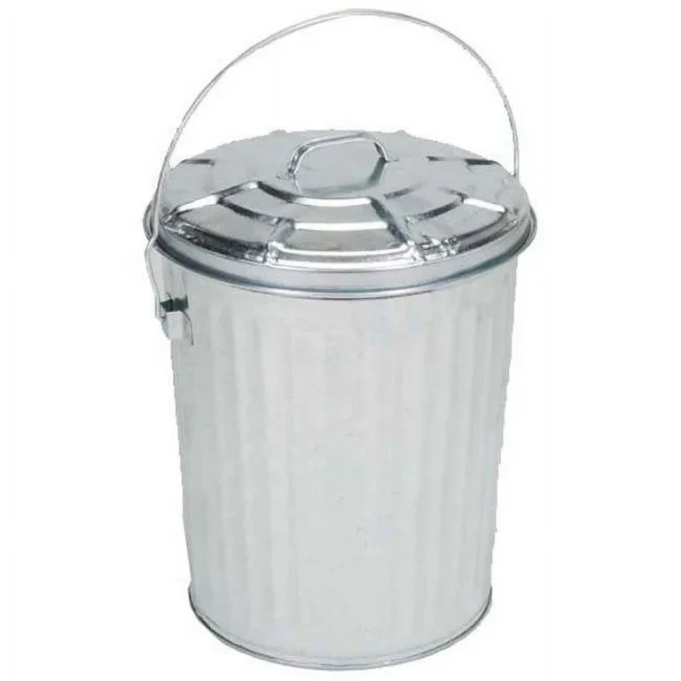 Modern Design Metal Galvanized Trash Bin Handmade Iron Waste Bucket House Hold Cleaning Tools Recycle Bin