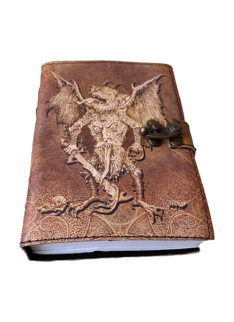 Leather Journal Dragon Retro Collage Design Man DND Handmade Cotton Vintage Paper Notebook & Sketchbook Drawing planner Diary