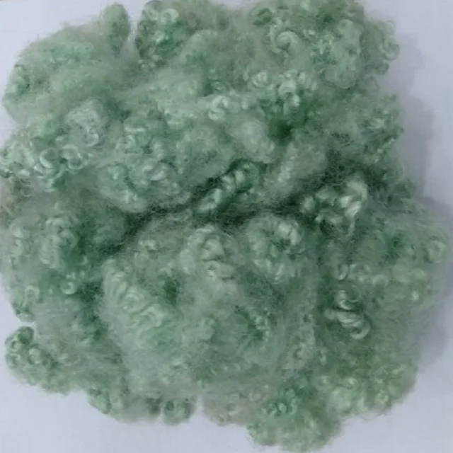 100% Polyester Staple Fiber 15D HCS Green A grade Vikohasan Manufacturer and synthetic fiber and GRS recycled polyester fibre