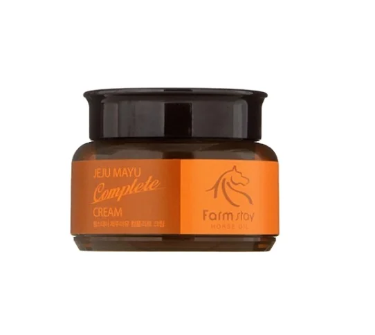 Корейская косметика FARMSTAY JEJU MAYU Полный крем лошадиное масло против старения морщин питательный успокаивающий
