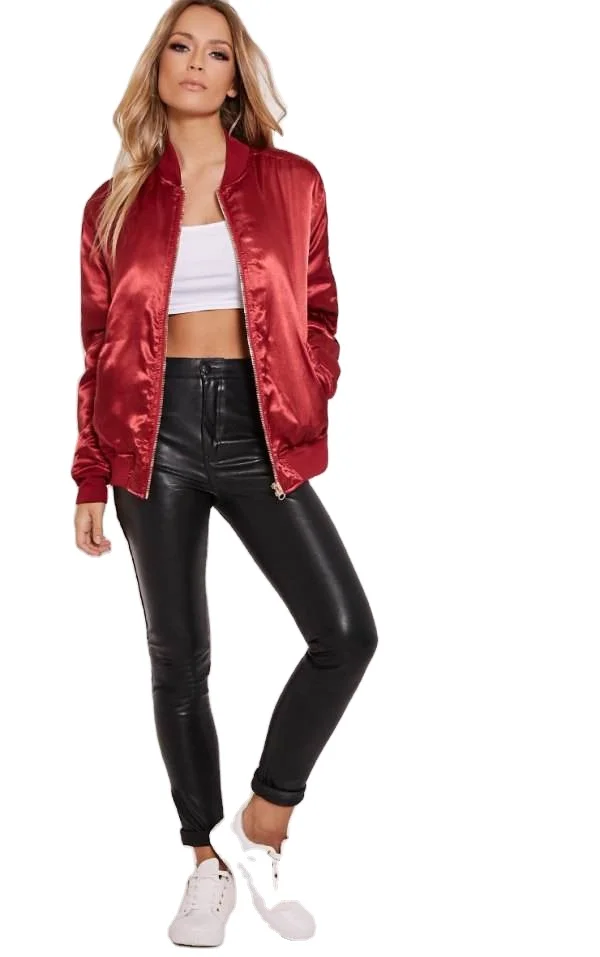 Ladies Best Custom Made Jackets Wholesale Best Price Stylish Silk Satin Bomber Jackets BY XAPATA SPORTS