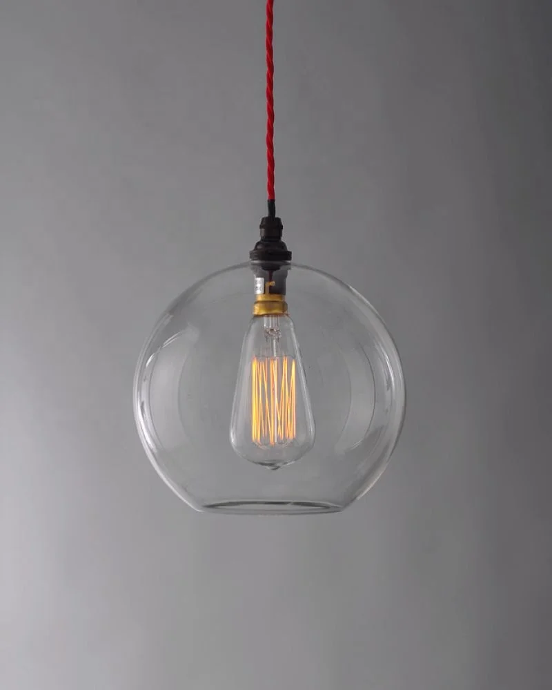 Vintage Bell Shape Pendant Light / Clear Glass Ceiling Light / Factory Style Indoor Ceiling Light