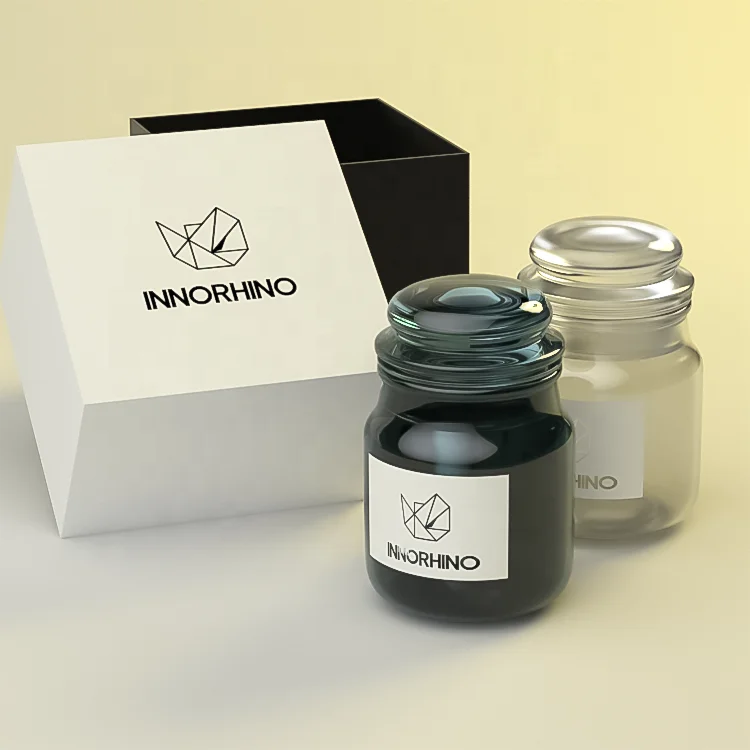 Colored Green Clear Candle Jars Glass Bottle Containers With Lids Box Custom Logos for Jam Honey Spread 1 2 4 5 6 8 Oz INNORHINO