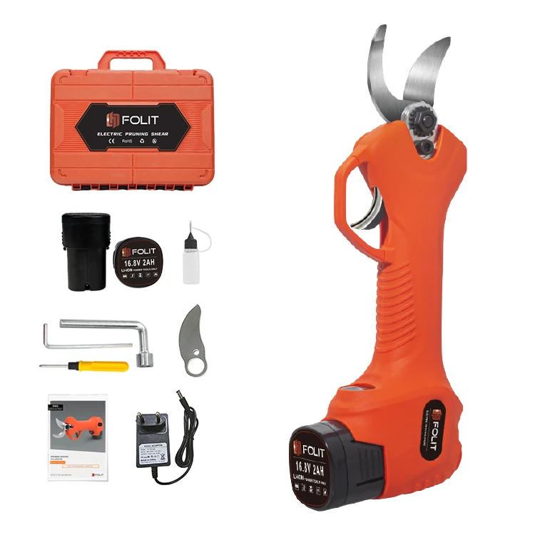 Professional grade 16.8V 2000mAh lithium battery powered 25mm diameter progressive cutting function electric pruning shear