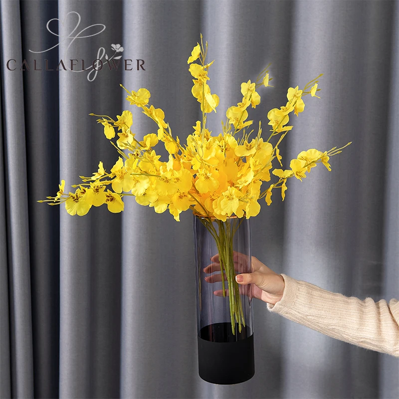 MW32101 Realistic Artificial Flower Yellow Dancing Orchid For Festive Decorations