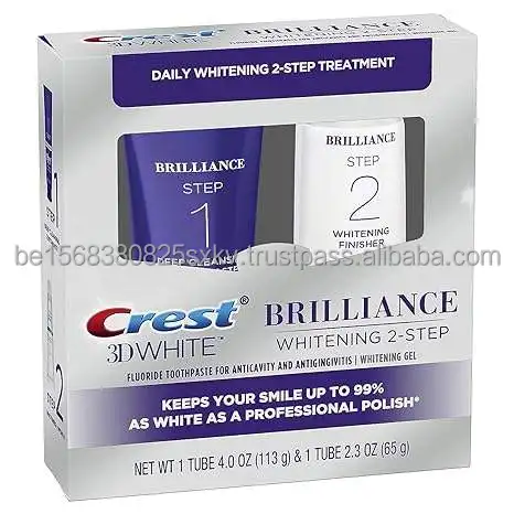 Crest3D White Brilliance 2 Step Kit, Deep Clean Toothpaste (4oz) + Teeth Whitening Gel (2.3oz)