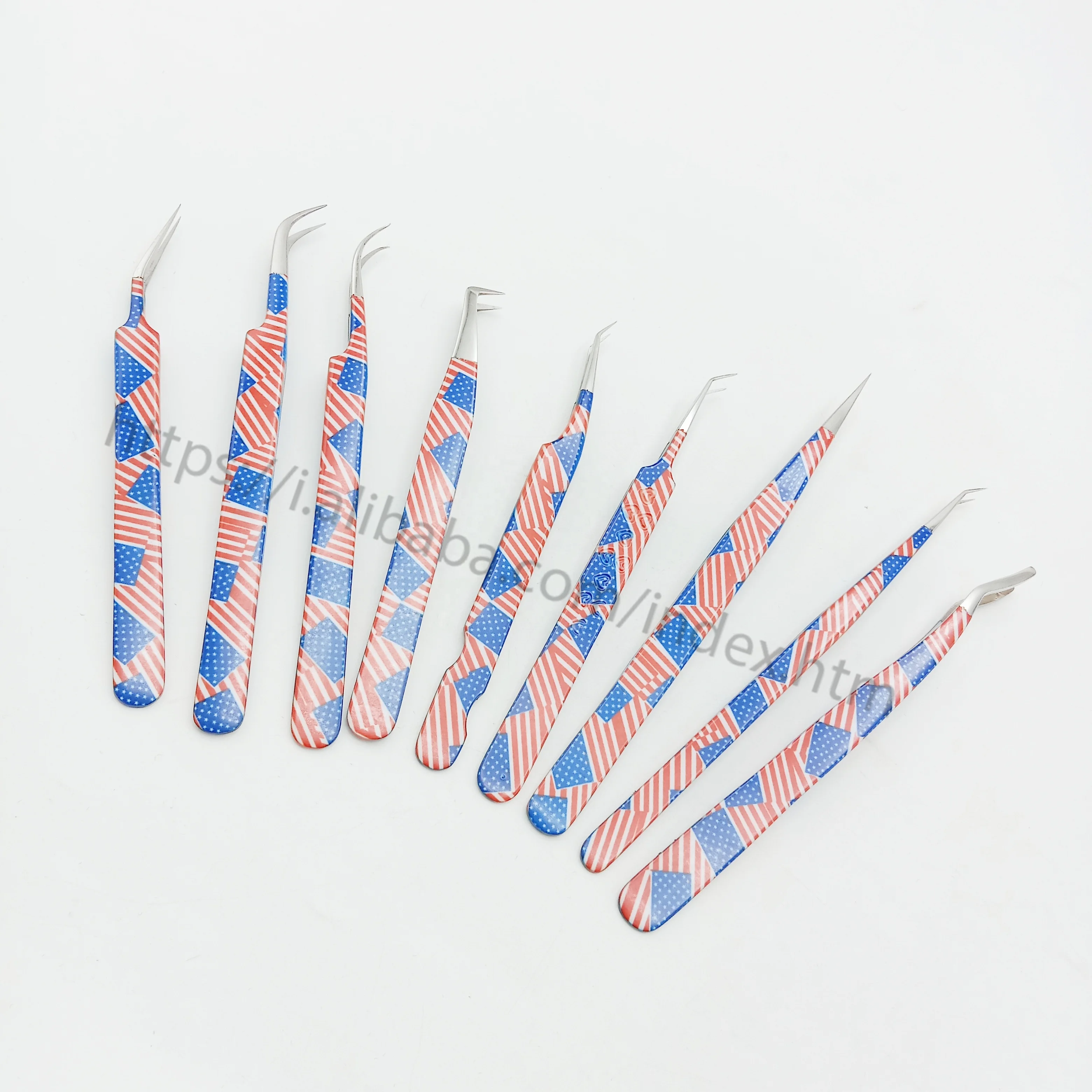 Wholesale Eyelash extension tweezer color paper coadding silver  tip with high quality eyelash tools kits lash tweezers