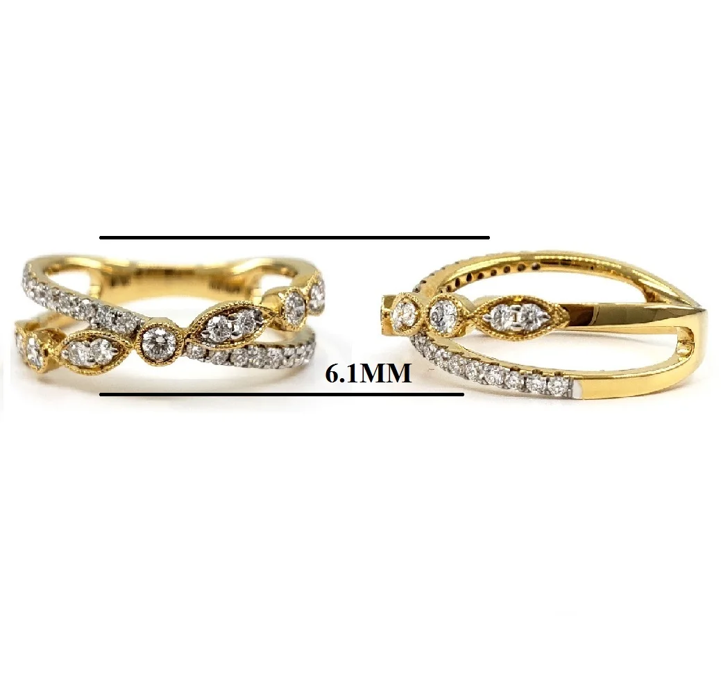 Wholesale Great Offer Top Quality Fine Jewelry 18k Solid Yellow Gold Natural Diamond Cross Trendy Half Way Wedding Ring For Lady