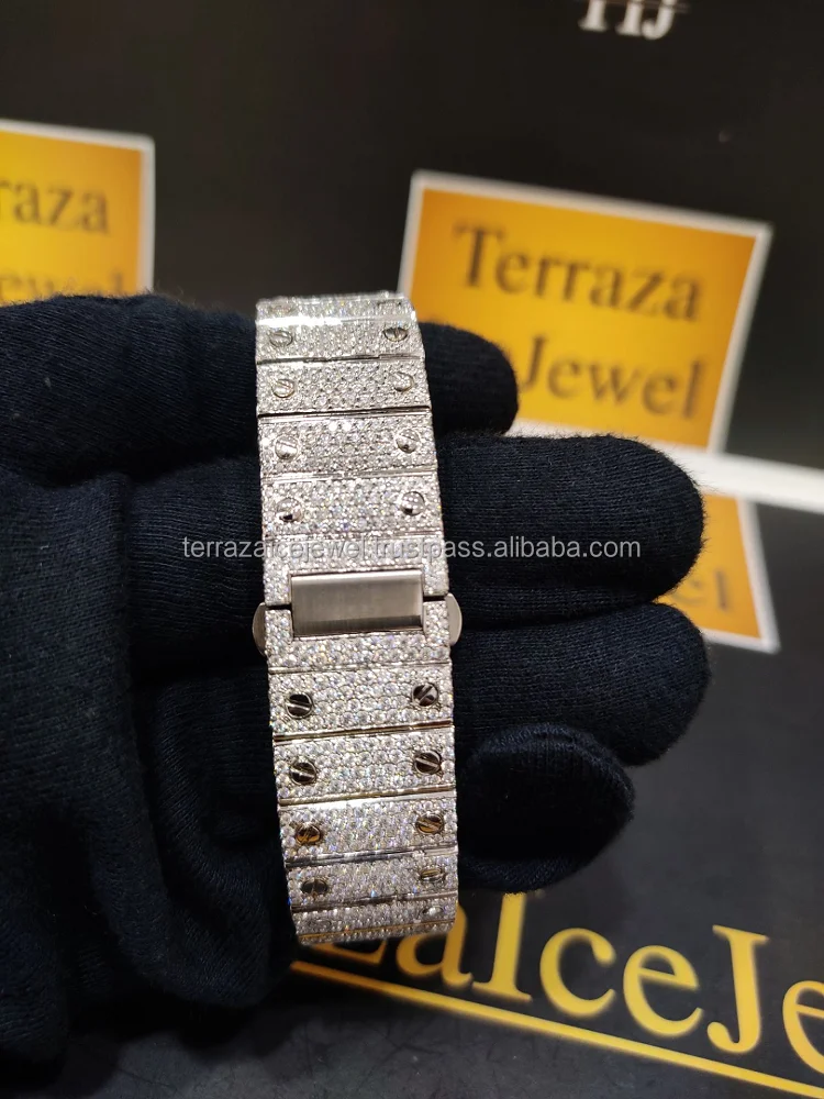 Premium Grade Quality Moissanite Iced Out Luxury Style Stainless Steel Wrist Watches Indian Wholesaler Exporters Low Prices