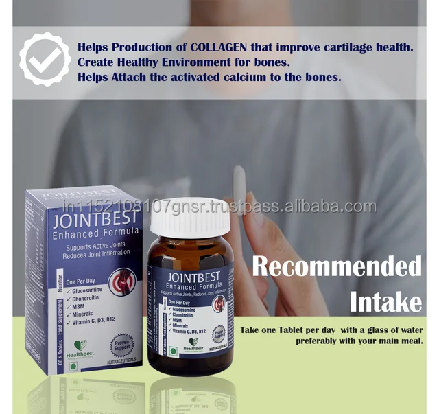HealthBest Jointbest Joint Health Support Supplement Glucosamine Chondroitin Msm with OptiMSM Ultra Bone & Joint Strength