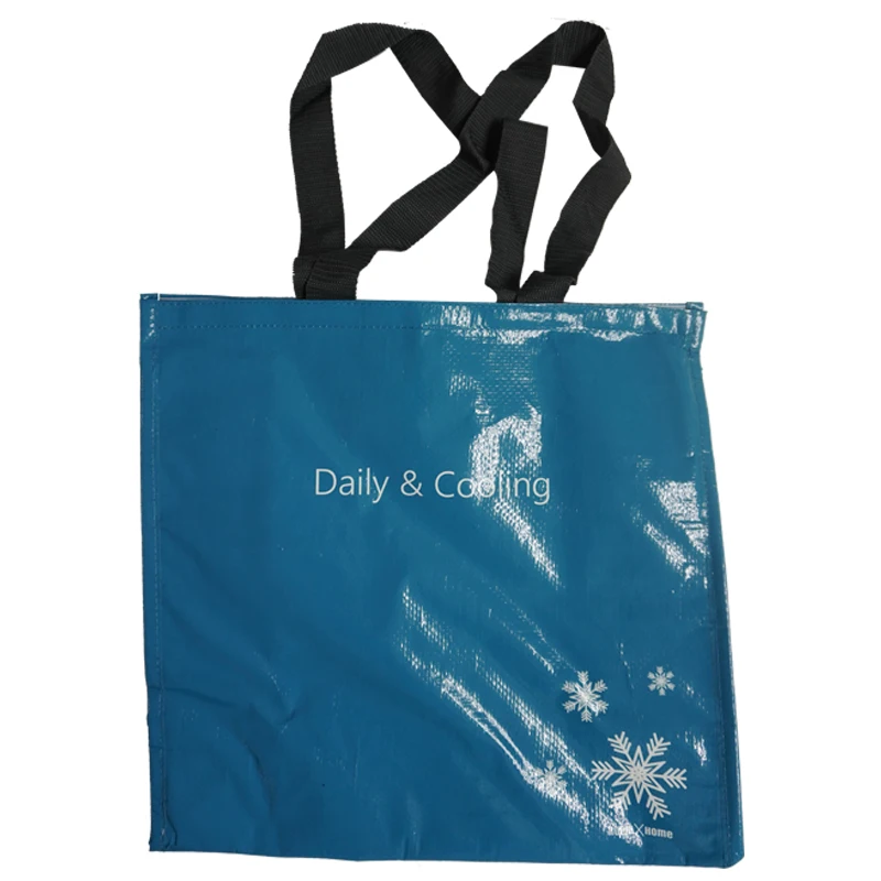 Friendly reusable grocery recycled ecobag pp woven bags laminated woven fabric carry shopping bag with custom print logo