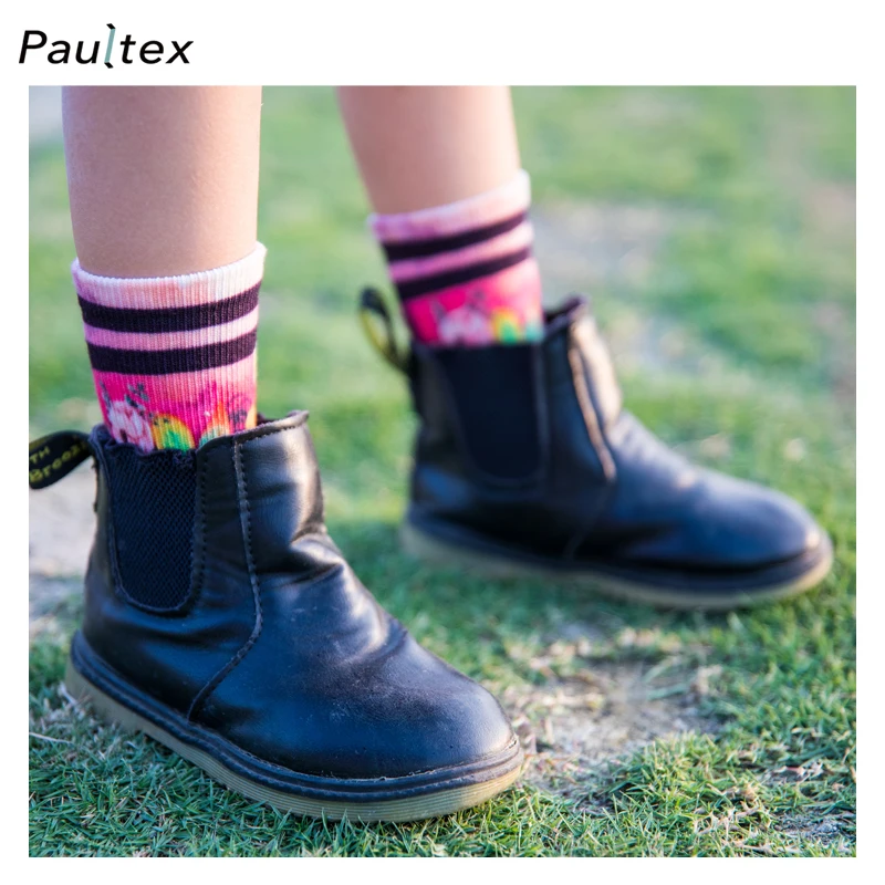 Custom print kids school socks with sustainable coffee yarn