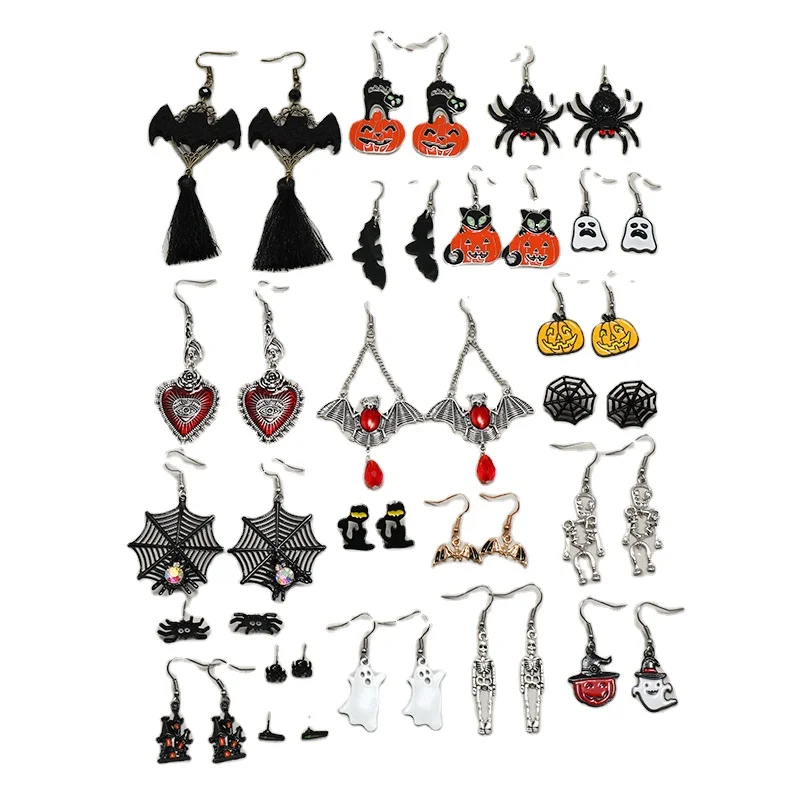 Halloween Themed Earrings European and American Style Exaggerated Creative Festive Earrings Black Cat Pumpkin Earrings