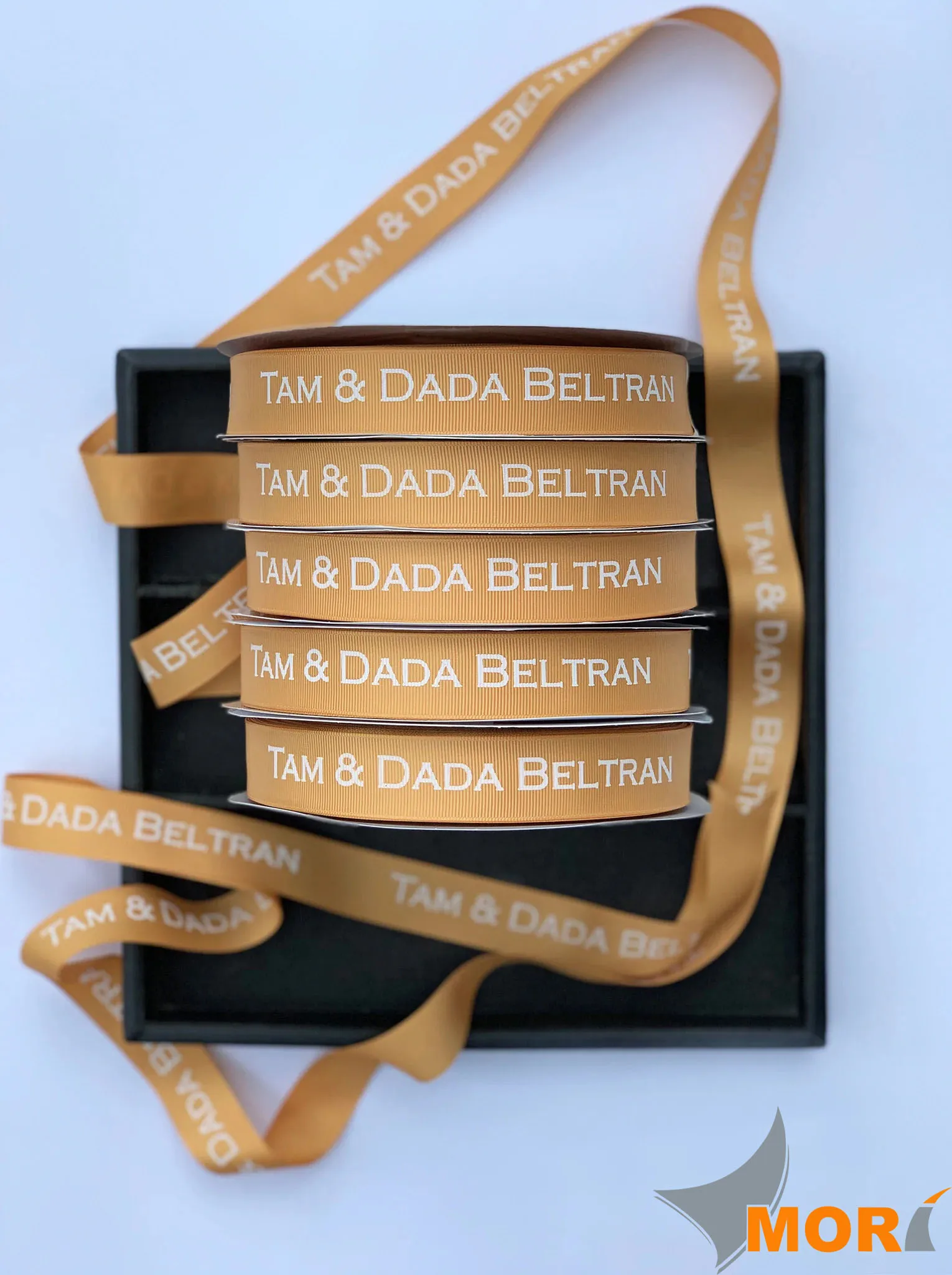 MORI Silk ribbon gift ribbon with embossed logo brand Viet Nam factory Decorative Ribbon With Personalized Logo Celebrate