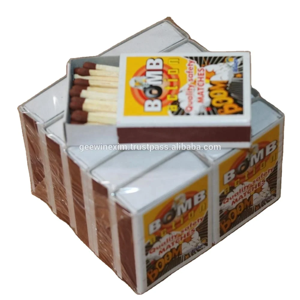 Leading Safety Matches Exporters in India Durable Wooden Paper Wax Match Boxes with Colorful Printed Logo for Household Use