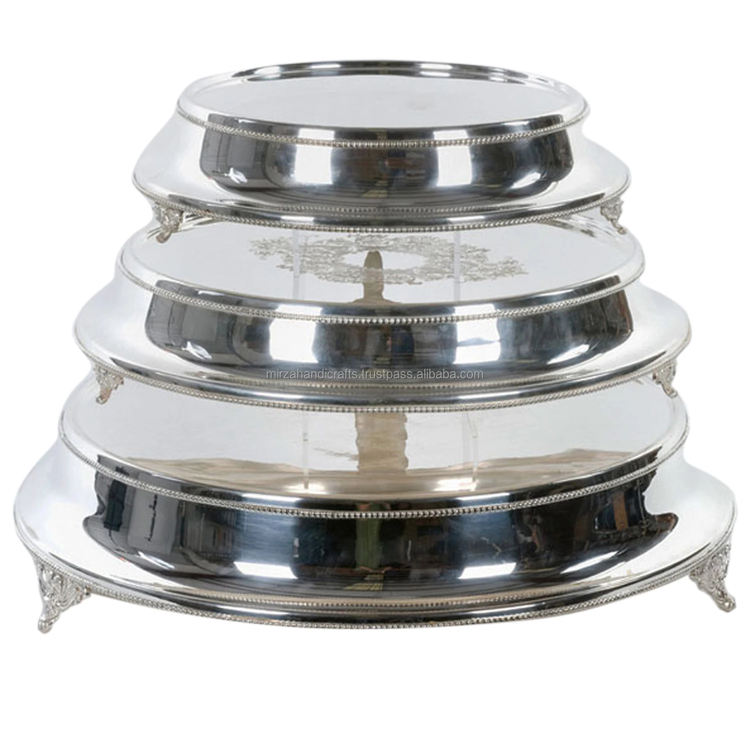 3-Piece Cake Stand Round Metal Cake Stands Set Unique Decorative Pattern Round Metal Cake Stands