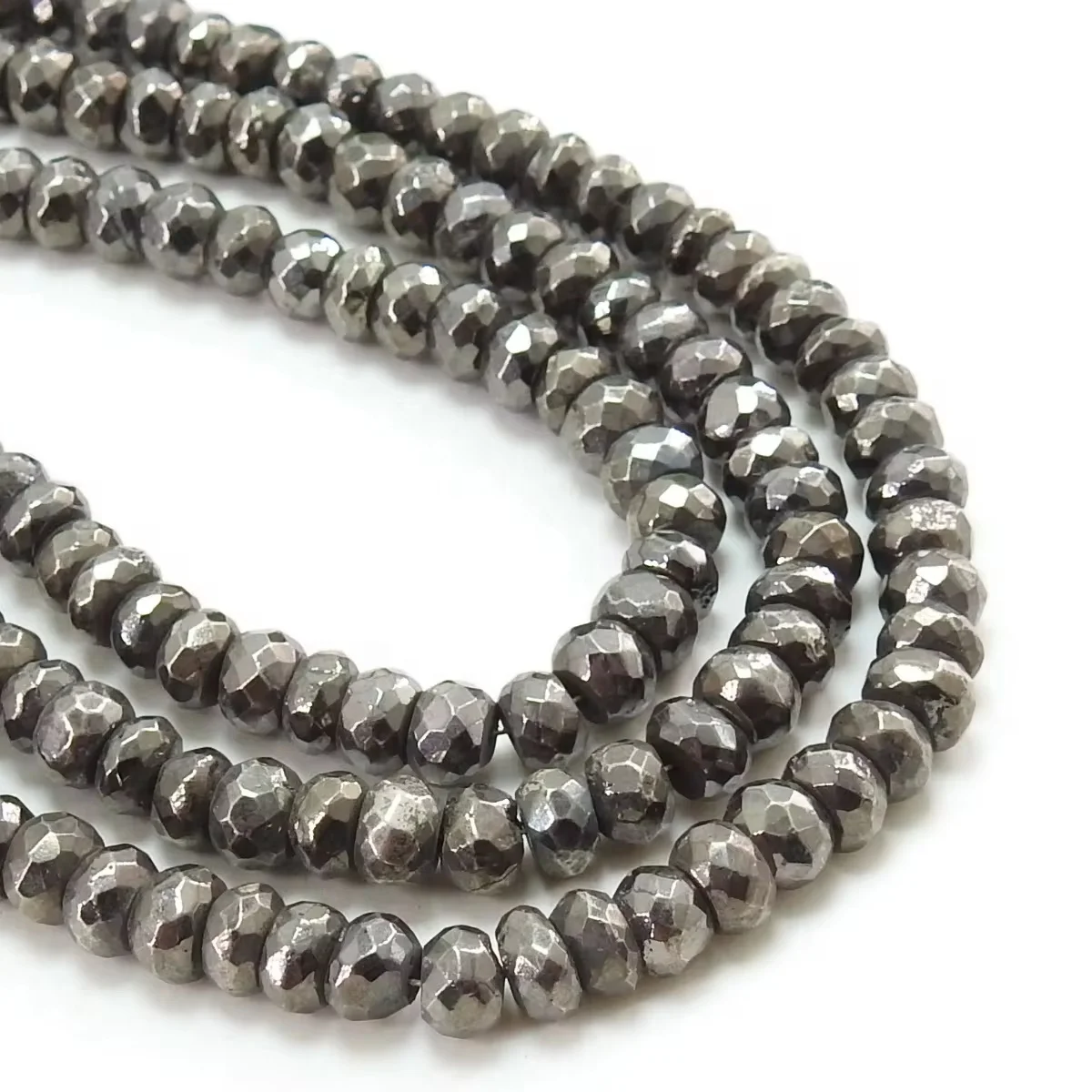 Pyrite Faceted Roundel Bead For Making Jewelry Natural Stone Wholesaler Supplies