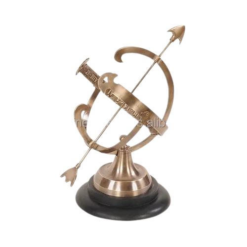 Handcrafted Brass armillary With Wooden Base Designer Antique Desk Decorative Armillary  Nautical Collectible item
