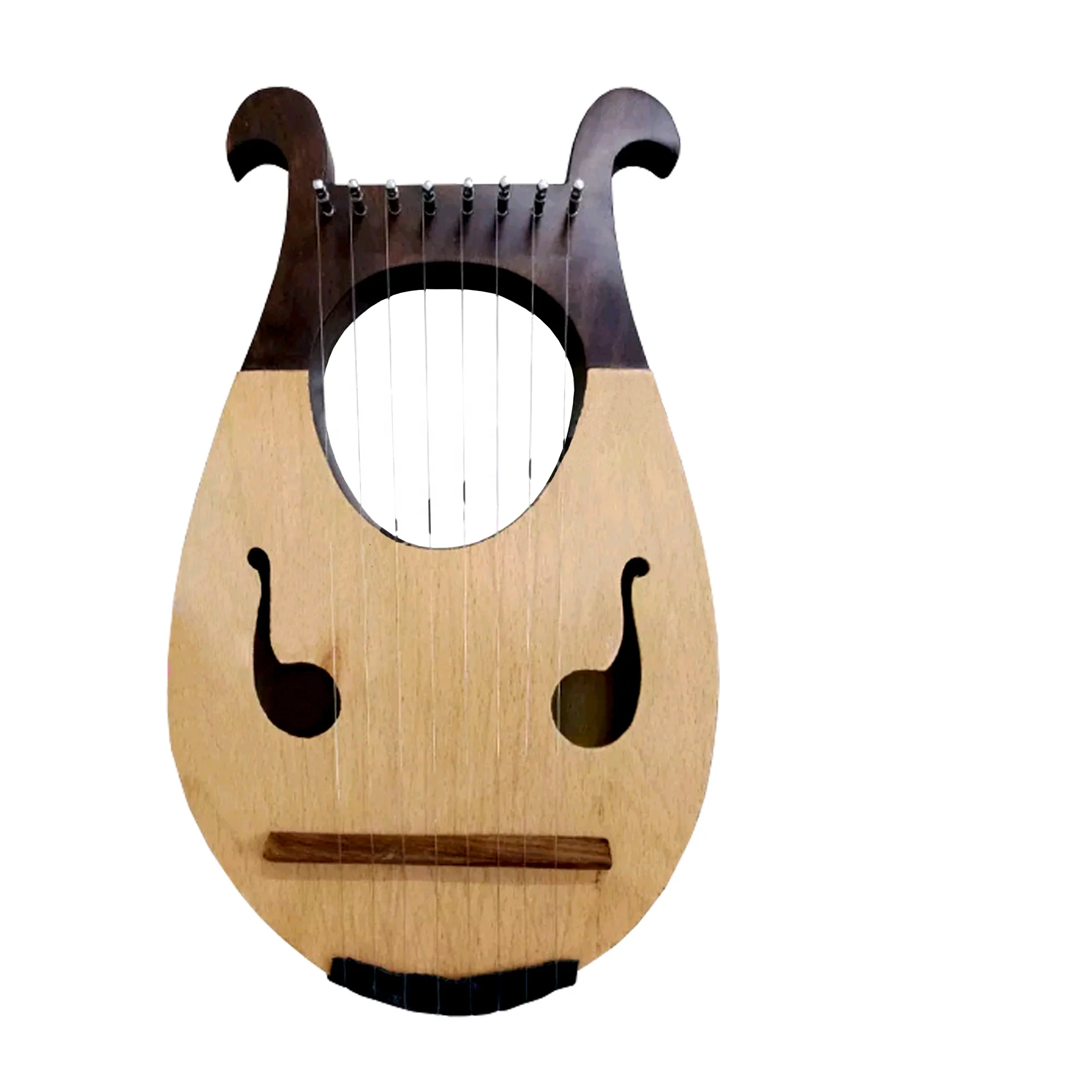 Wholesale classical Apollo style lyre harp 8 strings instrument solid wooden Lyres Harp for sale with wrench and bag