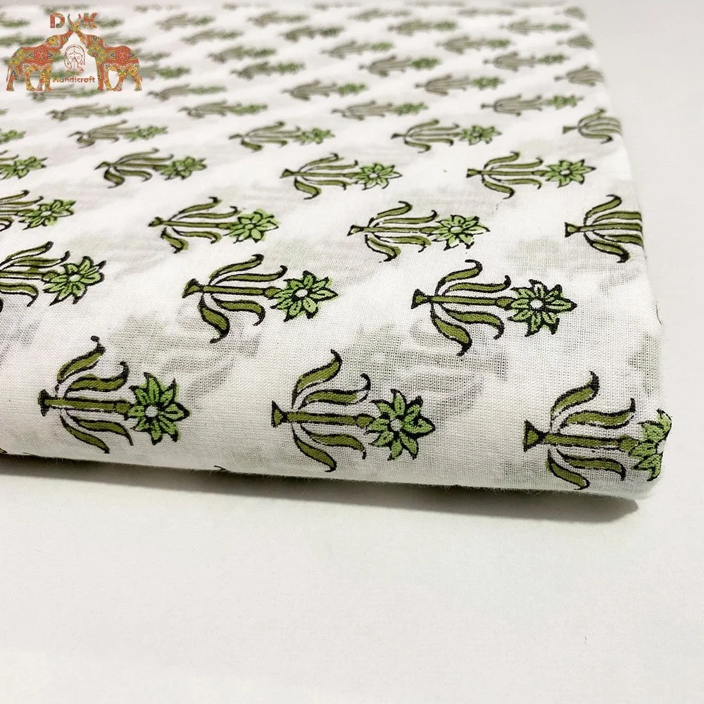 Latest Collection Indian Floral hand block print high quality beautiful fabric wholesale summer cotton dress fabric light weight