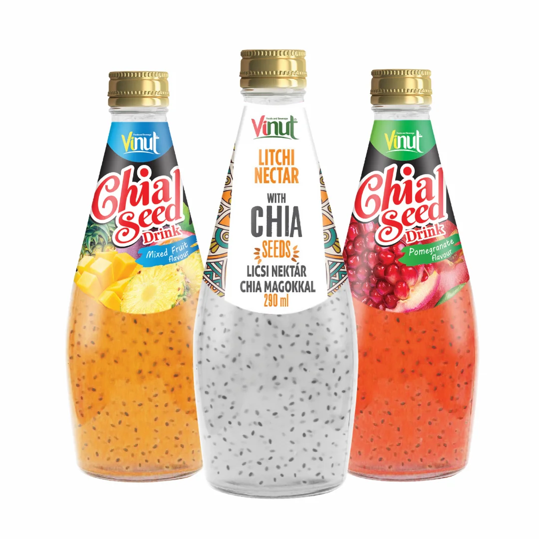 Free Sample & Private Label 290ml Guava Chia Seed Drink - VINUT Vietnam, Sugar-Free, OEM, Factory Direct Pricing Available