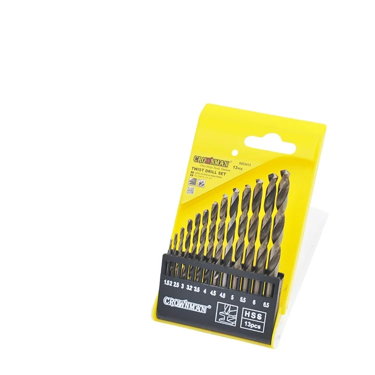 CROWNMAN янтарный цвет 4241 полностью фрезерованный ручной HSS набор сверл с прямым хвостовиком
