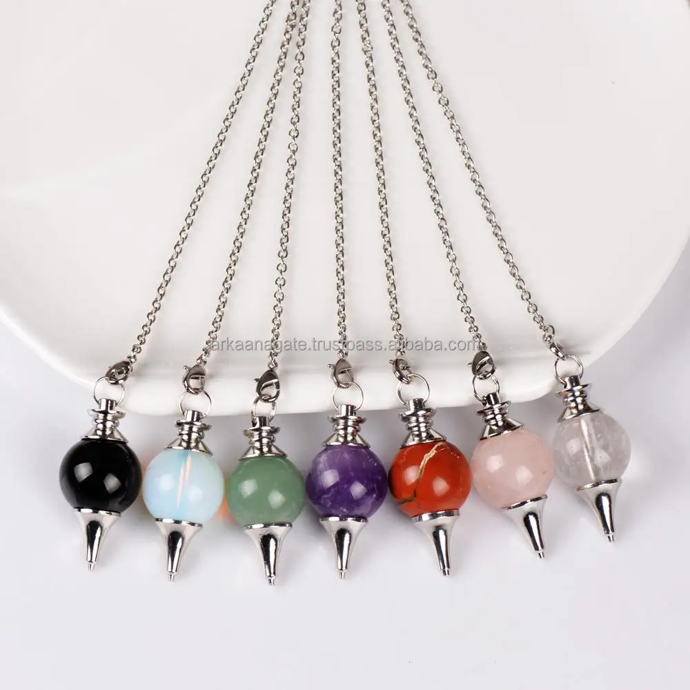 Wholesale Opalite Round Pendulum Dowsing hand made sunshine chakra crystals healing for sale
