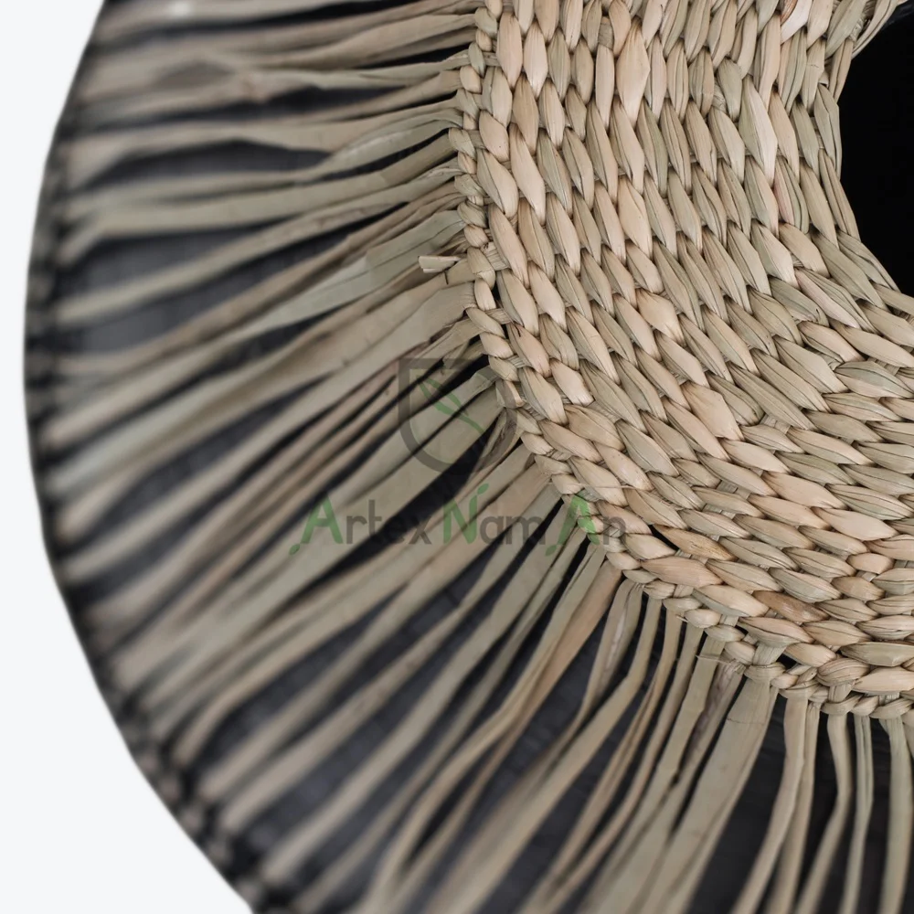 Small Round Bamboo Straw Art Carton Box Abstract Bamboo & Seagrass Support Rope Bamboo and Rattan Handicraft Plant Fiber TT30%