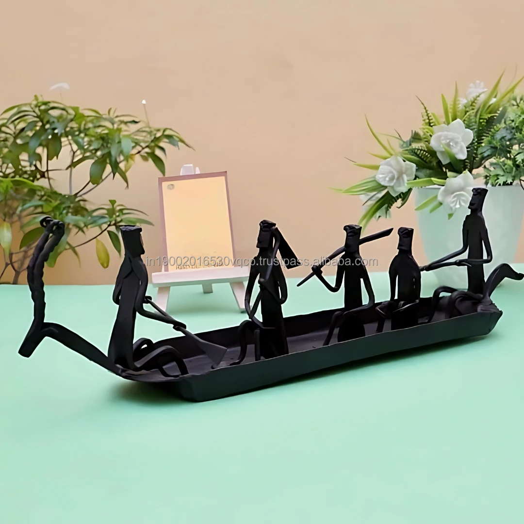 Indian HandCraft Brass Tribal Iron Kerala Boat of Bastar Art (Black, 12 x 4 inch) Home & Office Decor Figurine Hot Sell