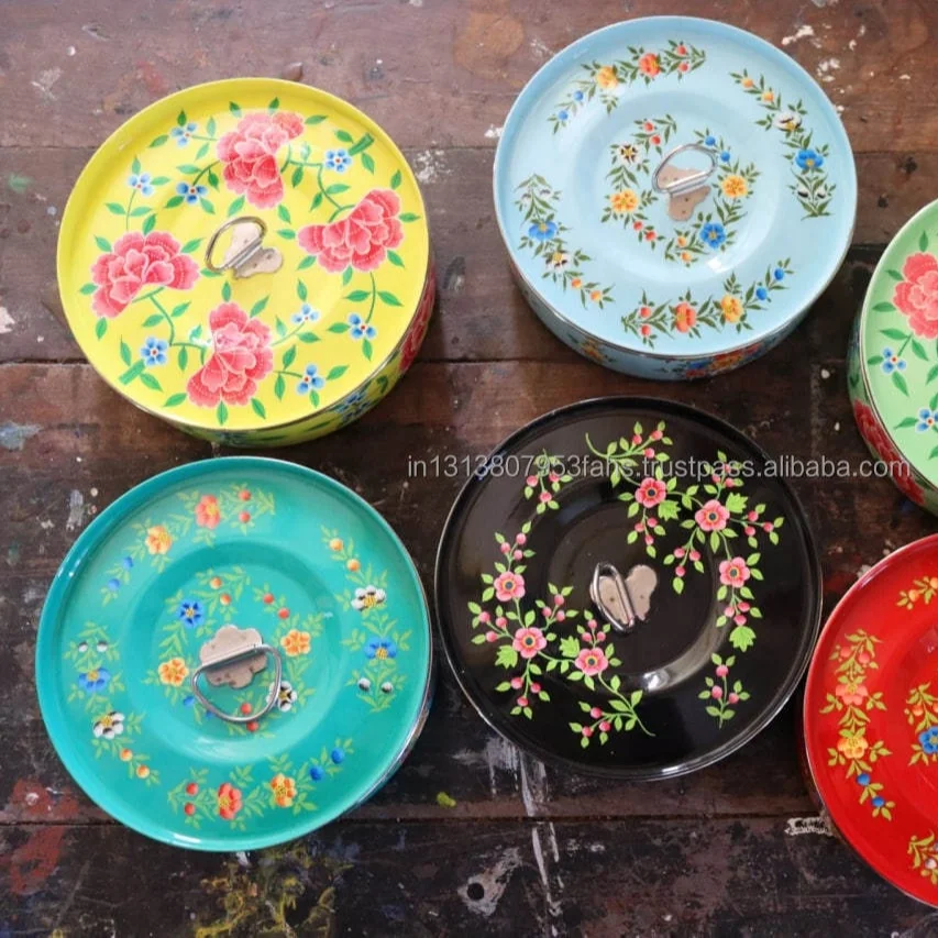 Indian Masala Box Antique Design 7 Cup Spice Container with Lid , Indian spice box, steel spice box