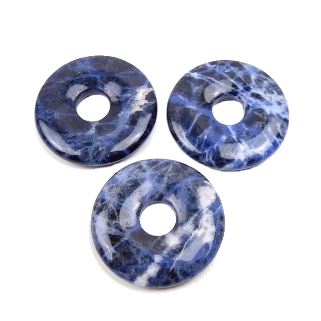 high quality Crystal Donut sodalite Beads Pendants Jewelry Making Donut Coin Pendant Gemstones For Jewelry Making wholesaler