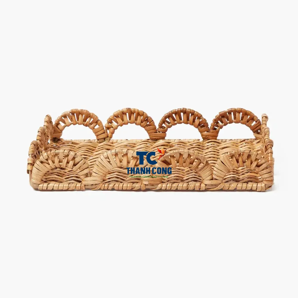 High Quality Vietnamese Decorative Rattan Serving Tray with Elegant Design Scallop Edges for Kitchen Use or Ramadan Holidays
