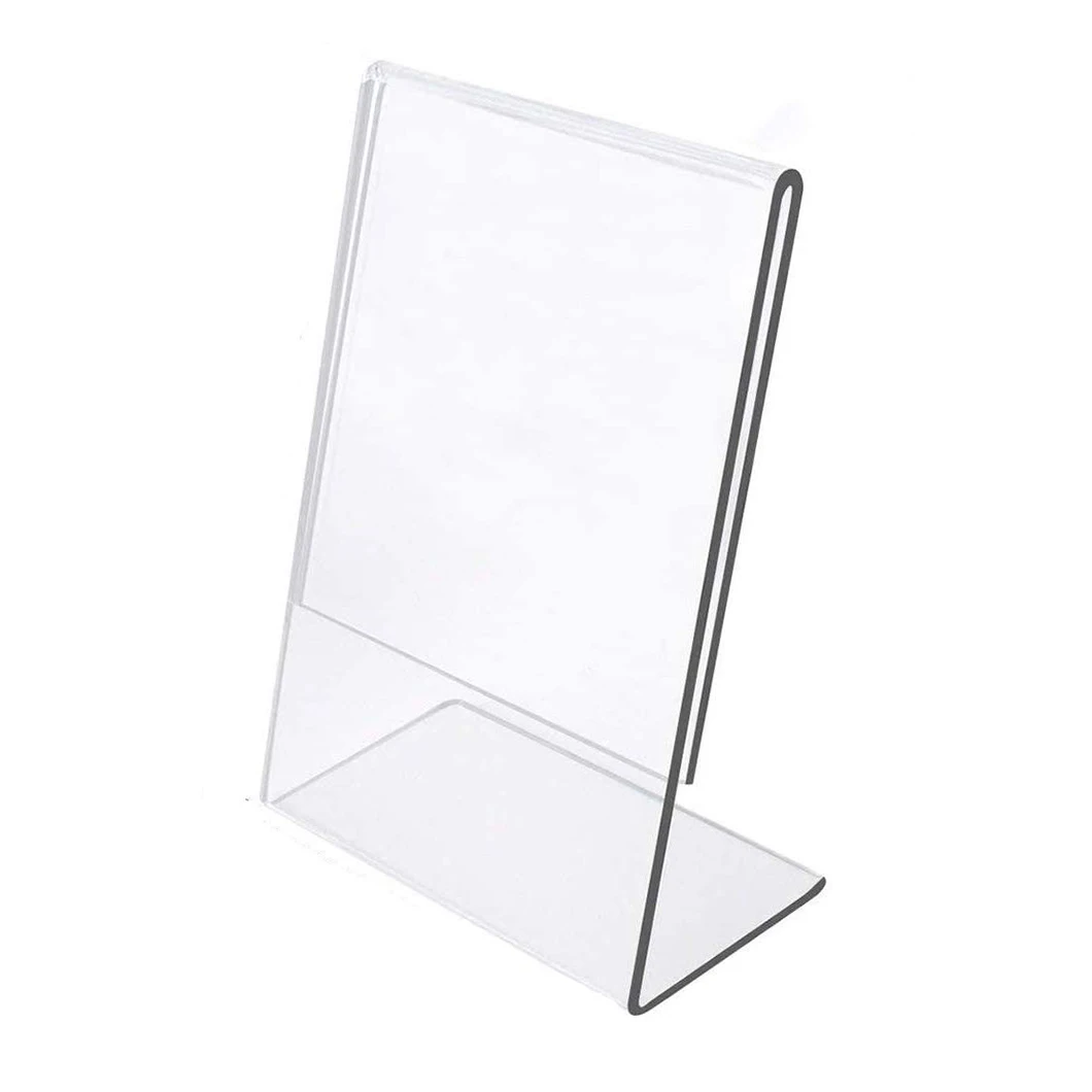 Custom A4 A5 A6 L-Shape Acrylic Desktop Display Stand Sign For Advertising Display