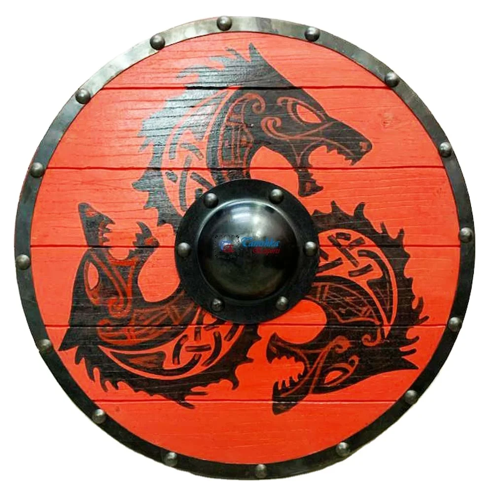 New Round Authentic Viking Battle Worn Cosplay Shield Medieval Round Wooden Shield Wall Art Home Decor Shield