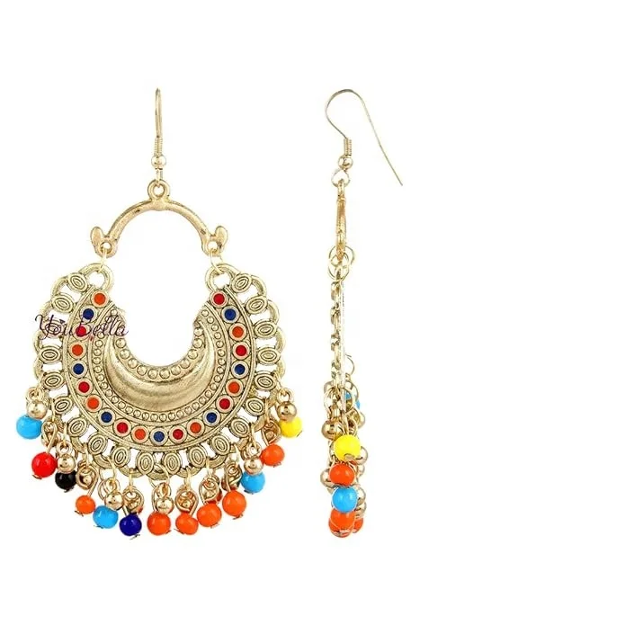 Wholesale Women Girls Beach Vacation Jewelry Boho 18k Gold Spiral Shell Earring With Tassel Seed Beads Tassels Earrings