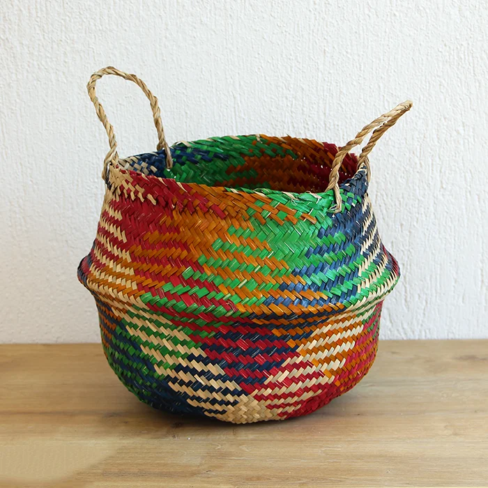 Wicker Colorful Seagrass Storage Basket Handmade for Home Restaurant Hotel Decoration Natural Eco-Friendly Made in Vietnam