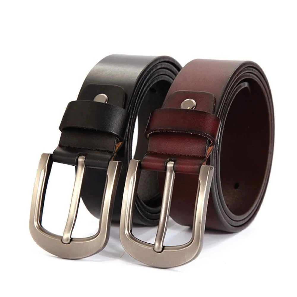 Pin Buckle 3.5cm Width Solid Belt for Men Custom Size for Women Cow Hide Material Genuine Leather Belts from Pakistan
