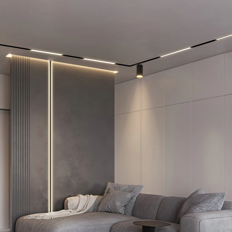 Hotel lobby with LED surface mounted magnetic track light LED linear grid light