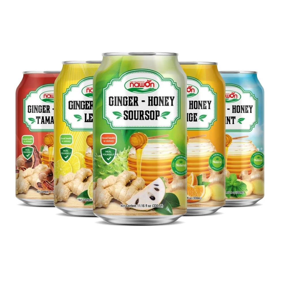 Ginger Honey Lemon Drinks Nfc 330ml Canned Ready to Drinks Healthy Fruit Juice Vietnam Wholesale Supplier HALAL HACCP Certified