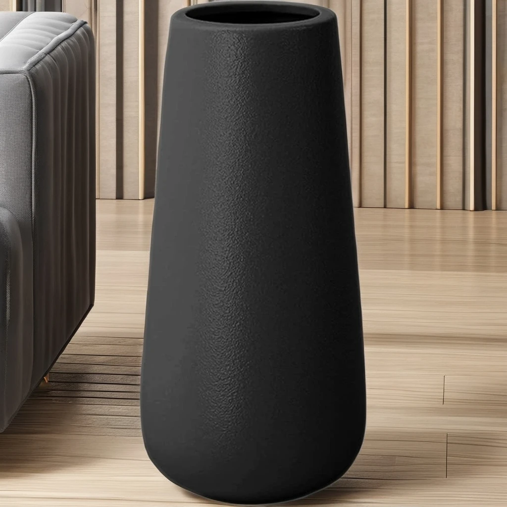 Black Colour Textured Metal Flower Vase For Home Decor