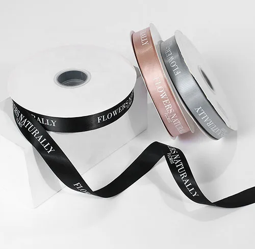 MORI Solid color satin ribbon Wholesale Custom Printed Satin Ribbon Personalised Ribbon Brand Name Logo Gift