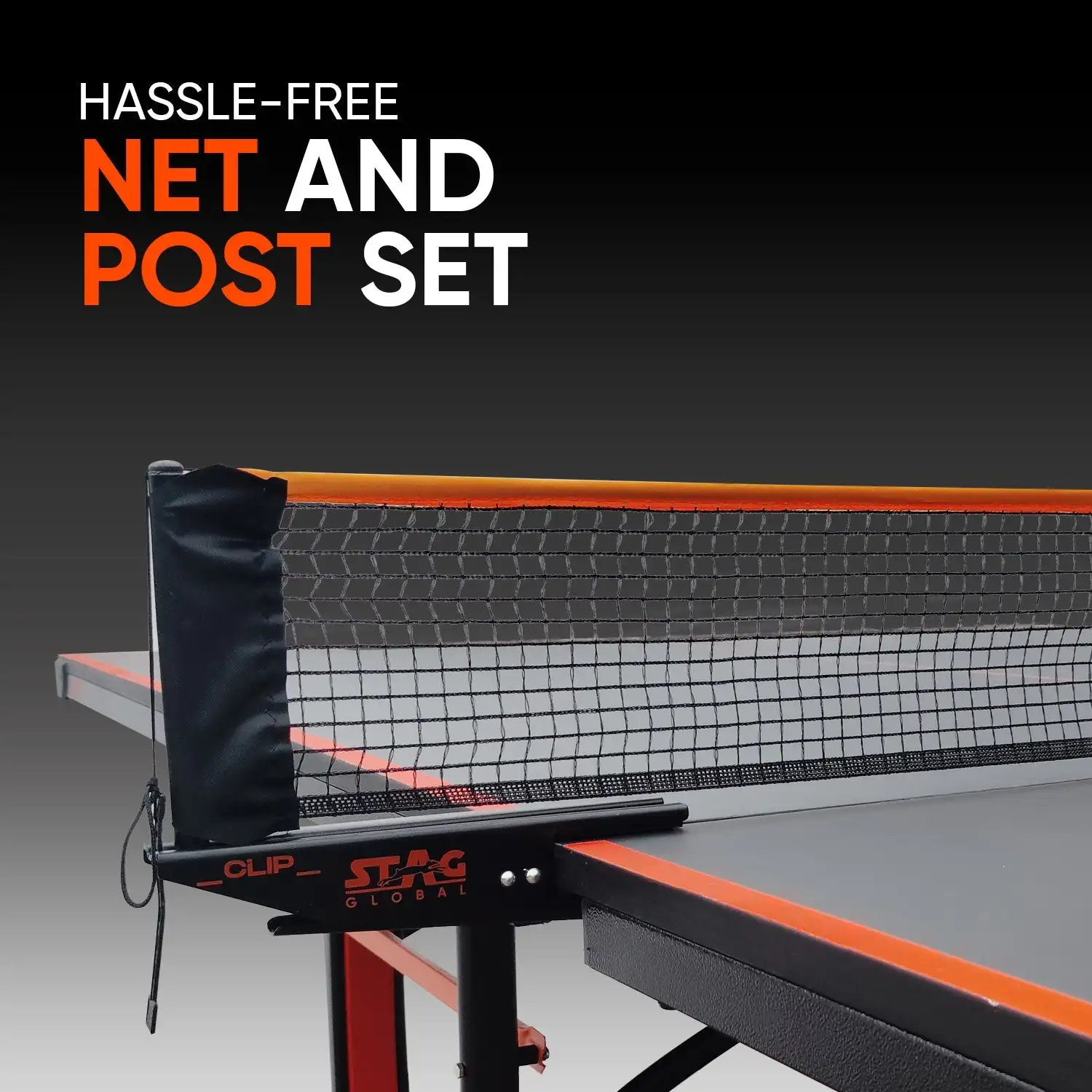 StagGlobal Flex Indoor Table Tennis Table New Launch Foldable Black Top 25mm Thickness Wood and MDF SMC Material for Sports