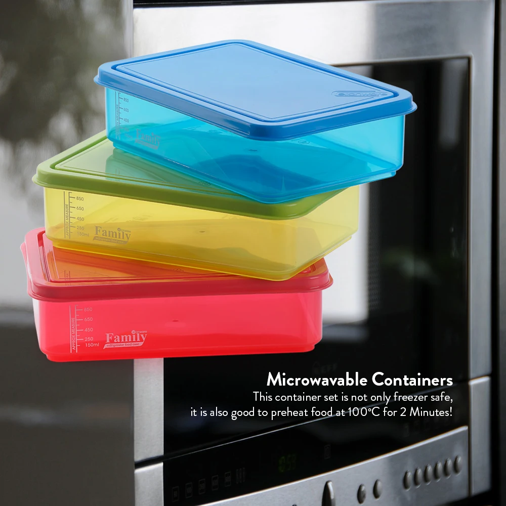 Elianware Family Food Case Fridge Organizer Stackable Food Container Food Carrier Tiffin Fridge Storage Organiser