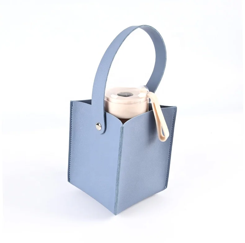 Ready Stock Take-away Drink Cup Handbag Faux Leather Coffee Cup Holder Tea Milk Cup Carrier Bag Drinks Promotional Giveaway
