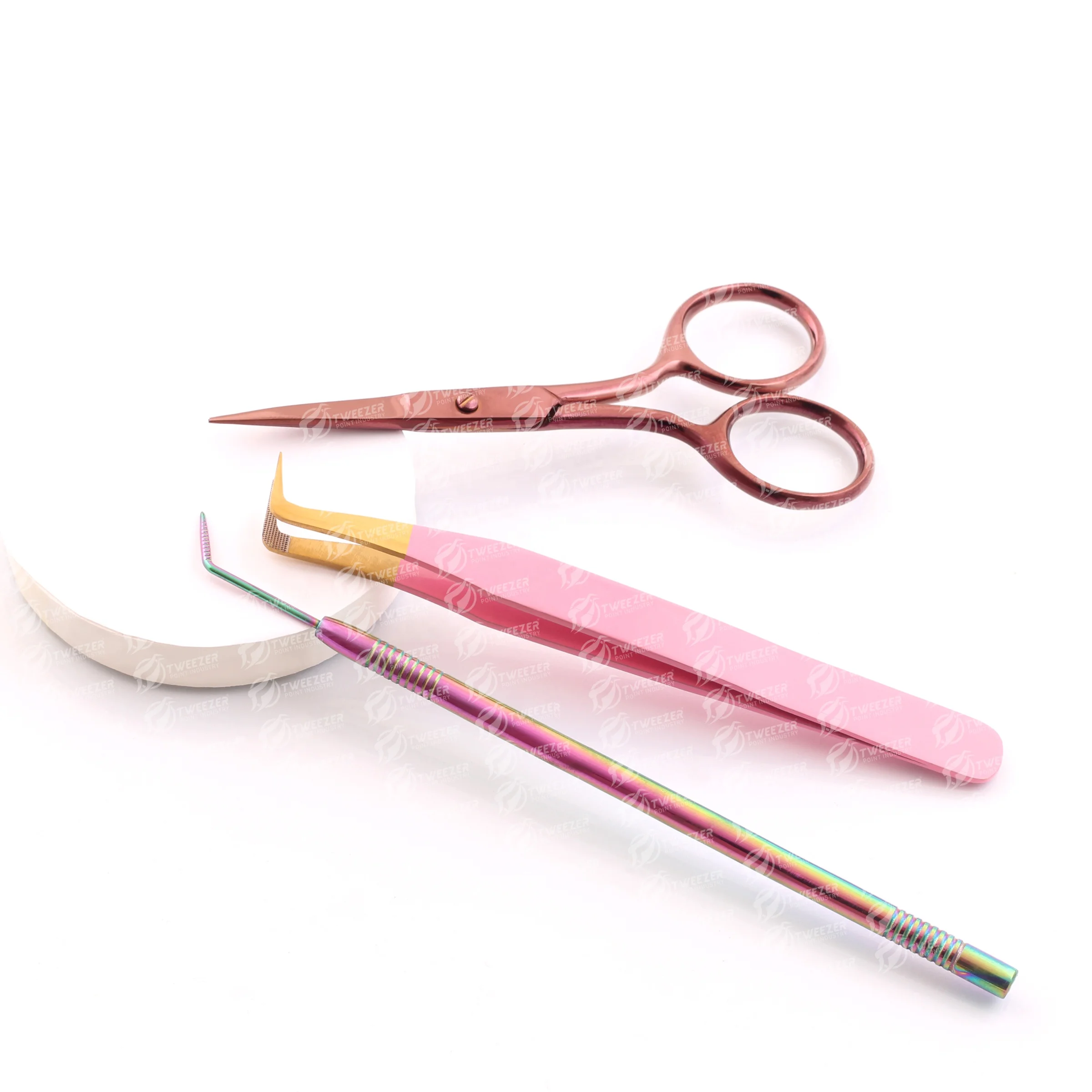 Light Weight Boot Volume Eyelash Extension Tweezers Customized Logo Anti Static White Color Diamond Grip Tweezers