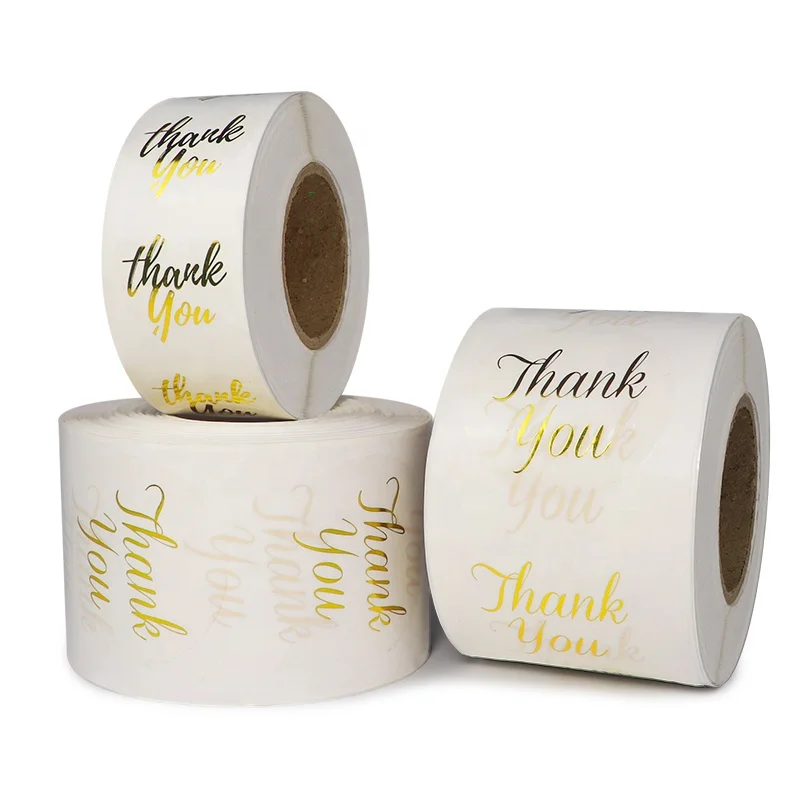 Custom Printing Vinyl Waterproof logo Sticker Paper Adhesive Label Thank You Sticker Roll Thank You Stickers for Small Business