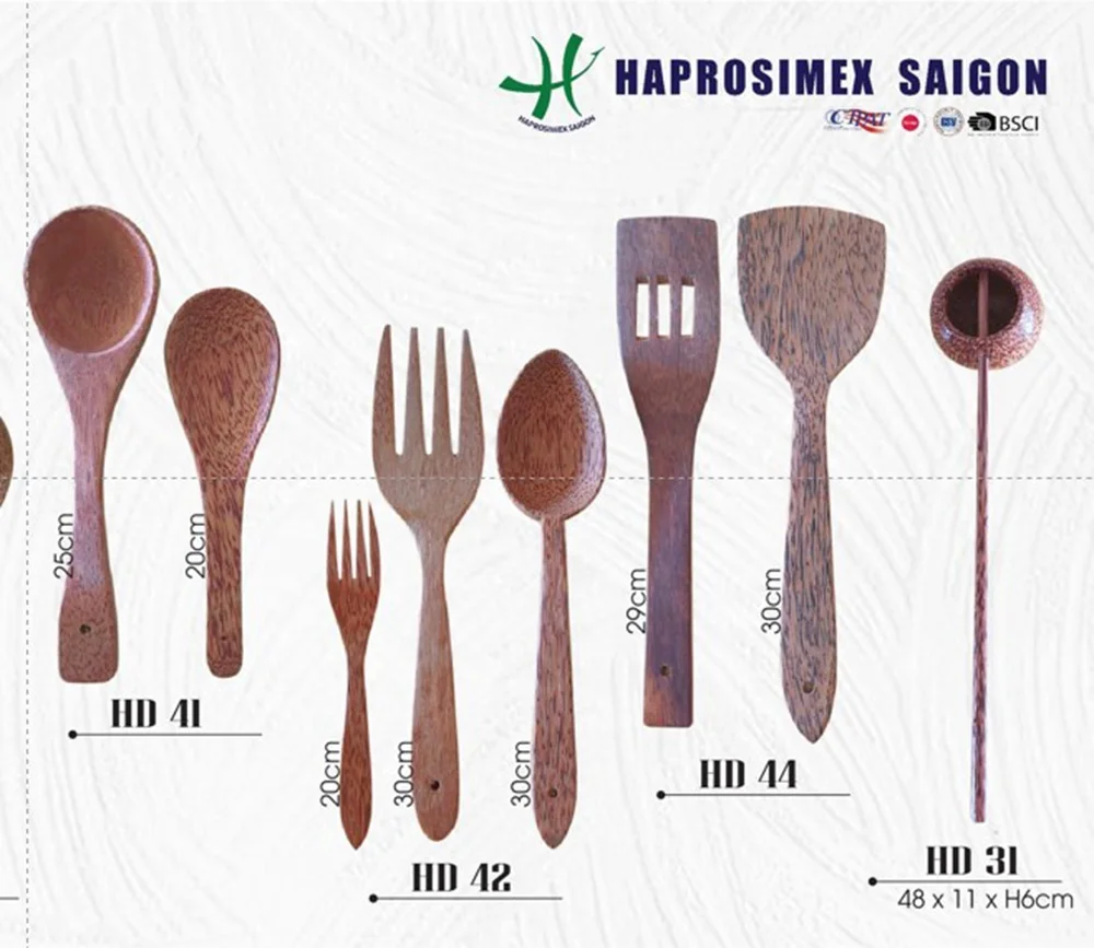 Wooden spoon from Vietnam/natural material/ acacia/ rubber wwod/ kitchen accessories (TH 3277)