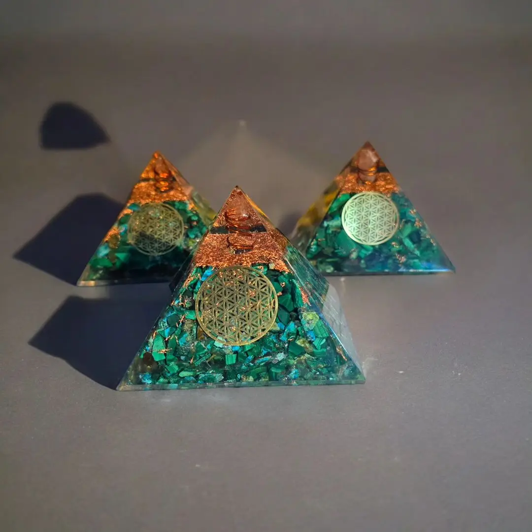 Orgone Pyramid Natural Malachite With Chrysocolla Buy Best Selling Emf Protector Orgonite Chakra Gemstone Pyramids For Healing