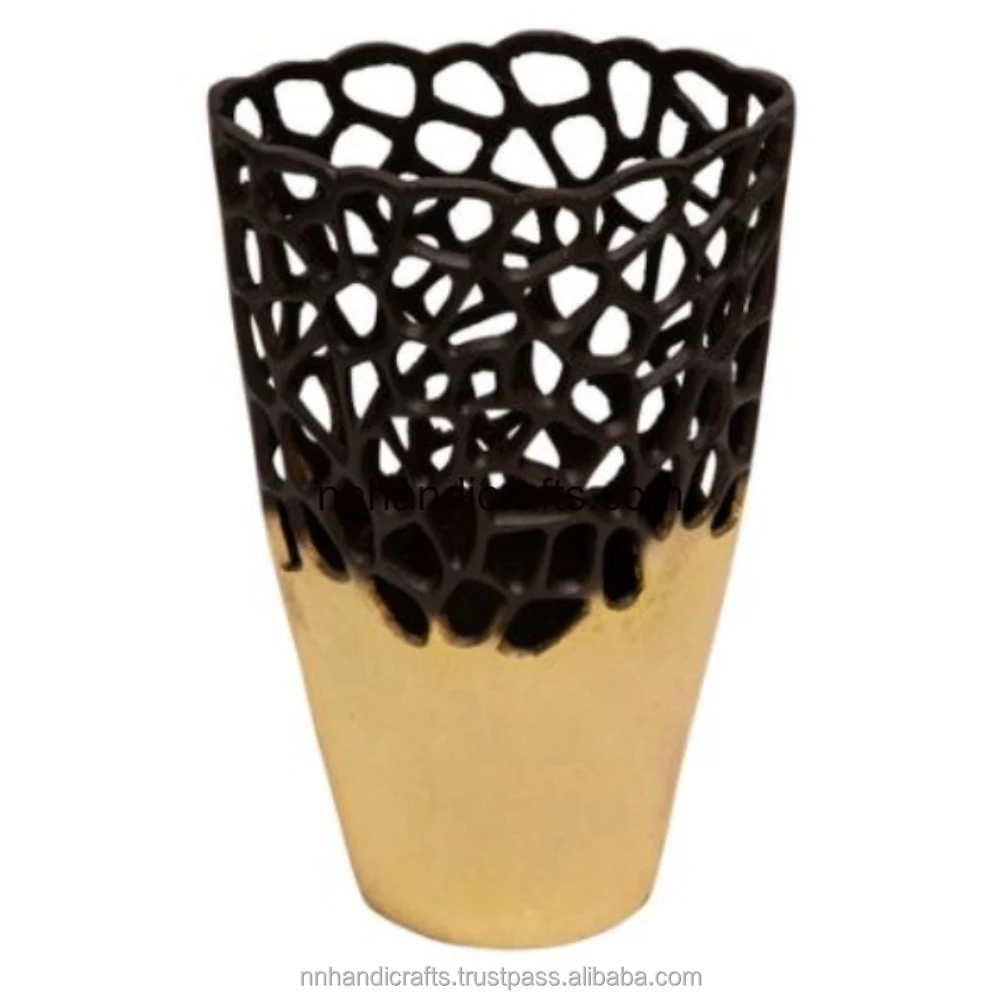 Industrial Iron Steel Silver Gloss Powder Coated Golden With Metal Lid Tall Mini Large Vintage Luxury Modern Unique Other Vase