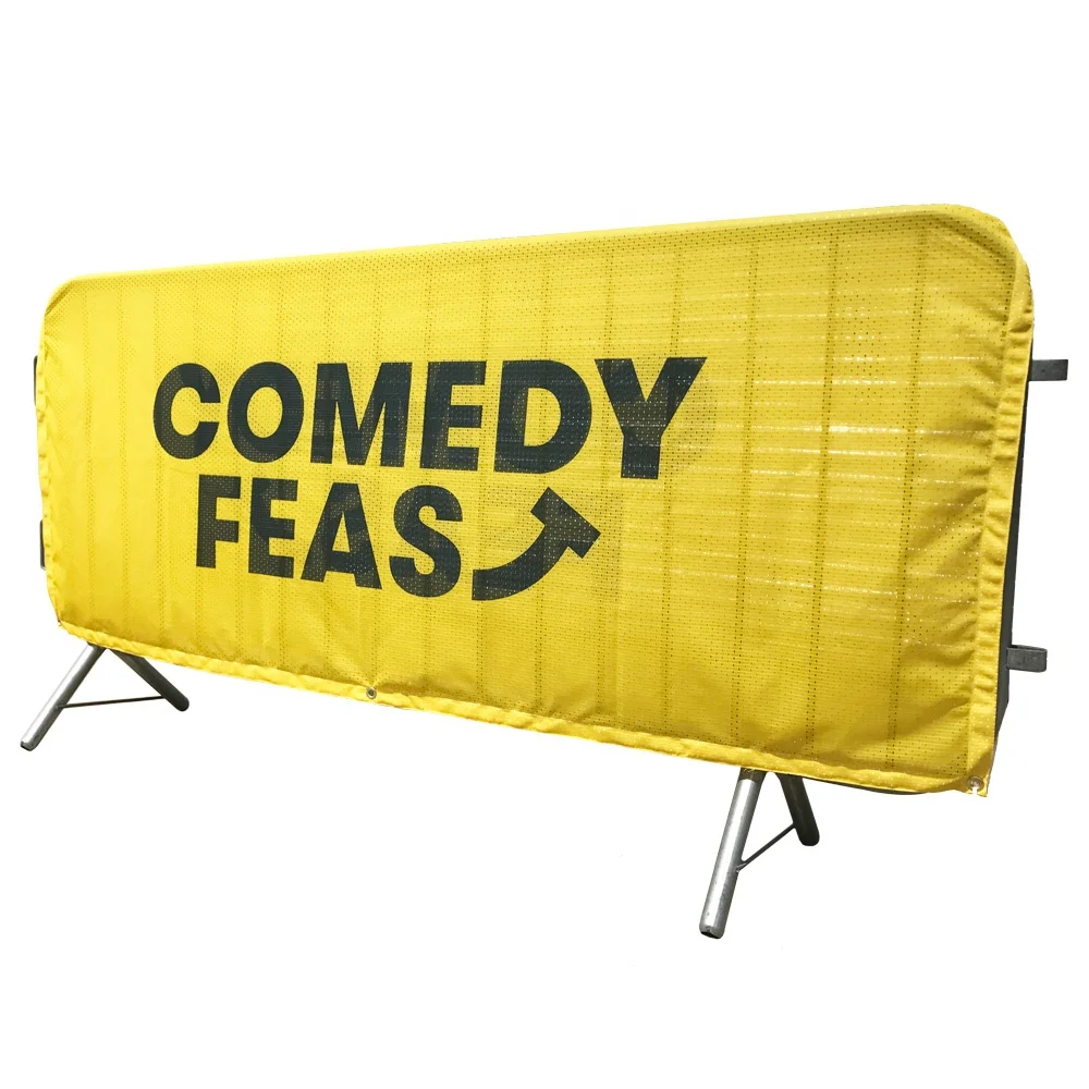 Printed Airmesh fencing branding scrim  banner , temporary crowd control  cafe barriers